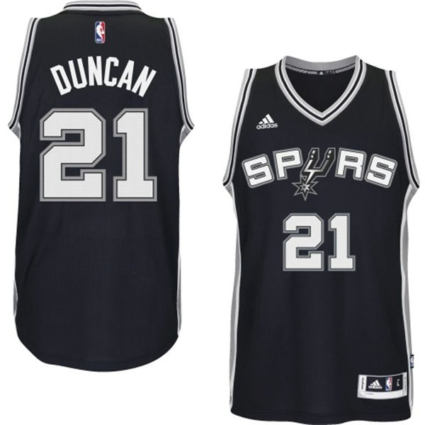 Men's  Spurs #21 Tim Duncan 2014-15 New Swingman Road Black Jersey